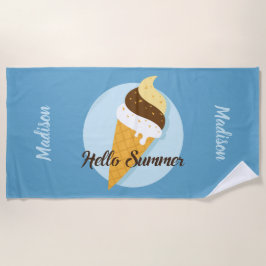 Playa Ice Cream Hola nombre personalizado y toalla de pl