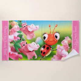 Playa Jardín de flor grande de la mariquita de la toalla