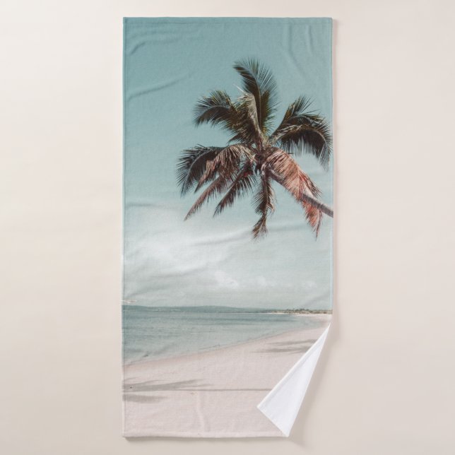 Playa junto a la palmera de coco (Toalla de baño)