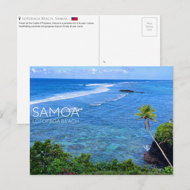 Playa Lotofaga, postal de Samoa (Anverso / Reverso)
