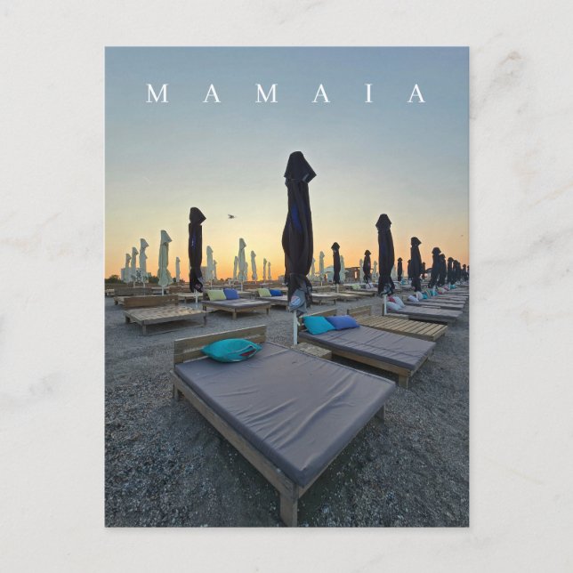 Playa Mamaia en postal de la tarde (Anverso)