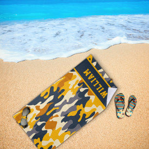 Playa Naranja Verde del Ejército Nombre Camo Toalla de P
