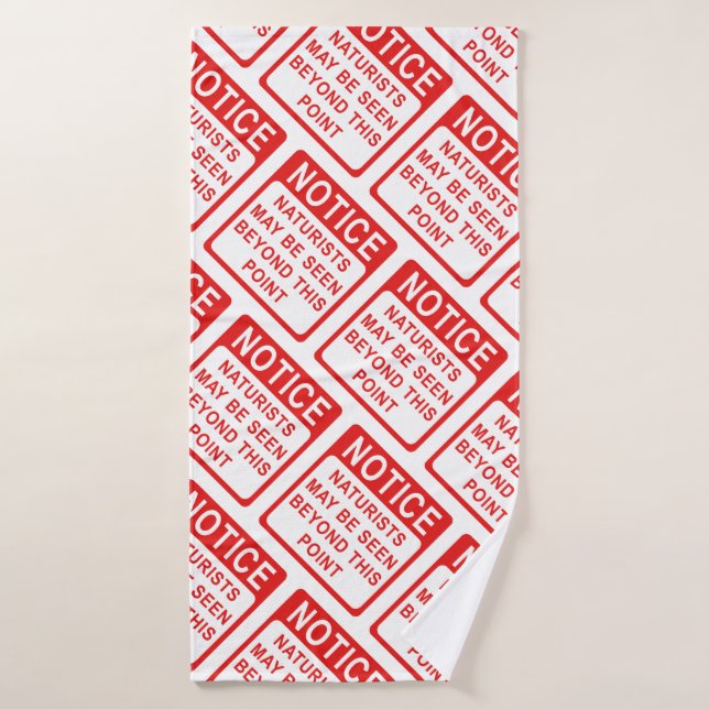 Playa naturista - Patrón de Rótulo rojo y blanco (Toalla de baño)