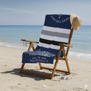 Playa Navy y ceniza blanca - Diseña tu propia toalla de