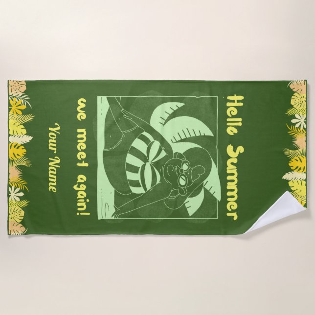 Playa Nombre Personalizado Divertida Toalla Tropical De  (Anverso)