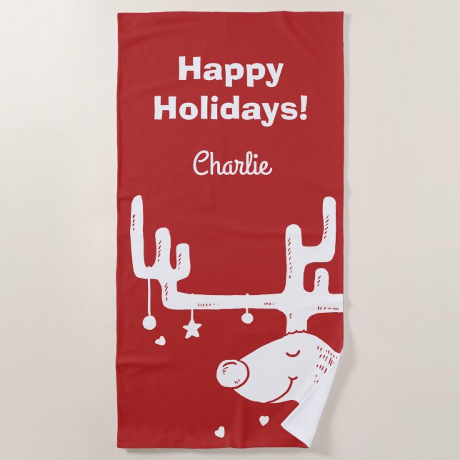 Playa Nombre personalizado y toalla de texto del ilustra (Anverso)