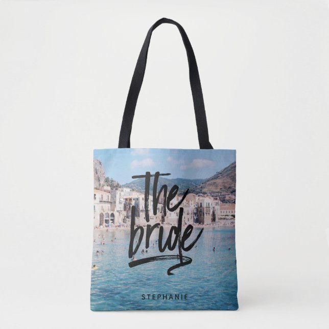 Playa Personalizada La Bolsa De La Novia Tote (Anverso)
