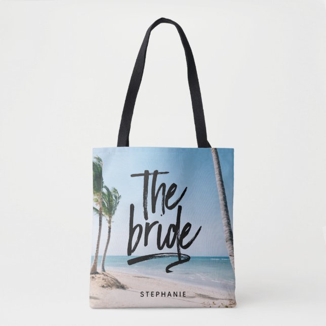 Playa Personalizada La Bolsa De La Novia Tote (Anverso)