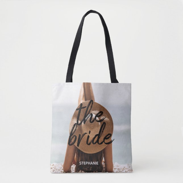 Playa Personalizada La Bolsa De La Novia Tote (Anverso)