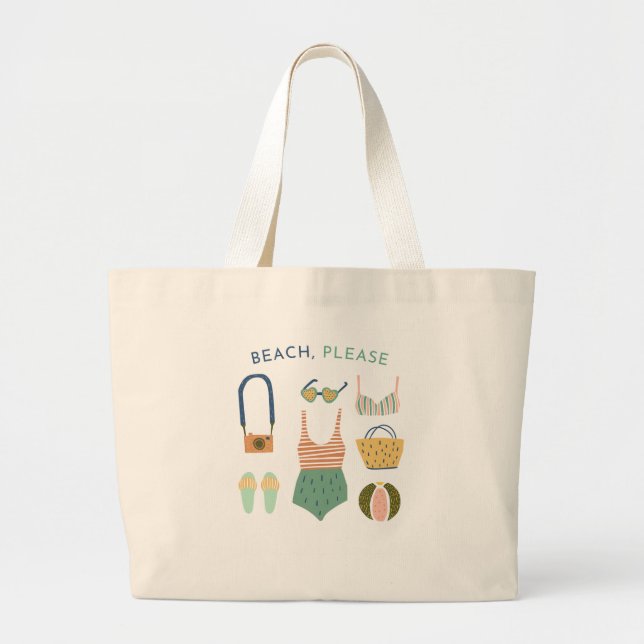 "Playa, Por Favor" Gran Bolsa De Toallas, Bolsa De (Frente)