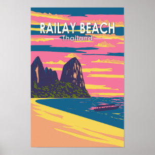 Playa Railay Tailandia Viaje Arte Vintage