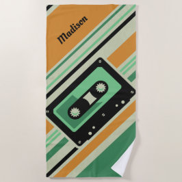 Playa Retro Casette Tape nombre personalizado toalla de