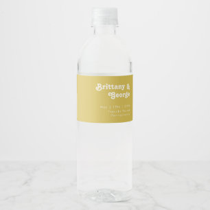Playa Retro   Etiqueta de botella de agua de oro