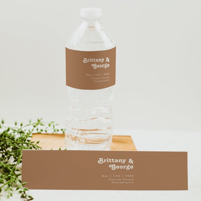 Playa Retro | Etiqueta de botella de agua marrón (Subido por el creador)
