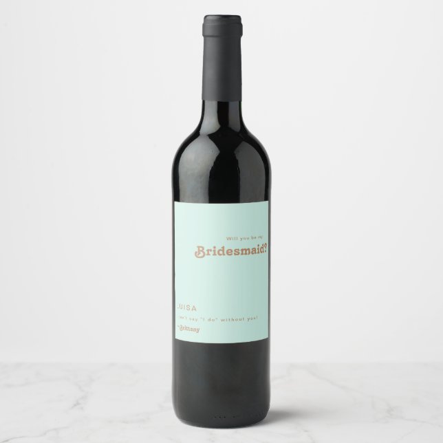 Playa Retro | Etiqueta de vino Aqua Bridesmaid Pro (Anverso)