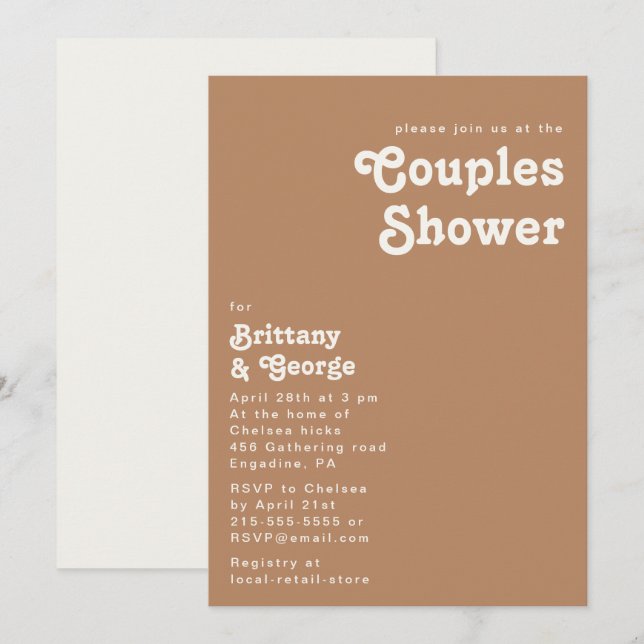 Playa Retro | Invitación a la ducha de las parejas (Anverso / Reverso)