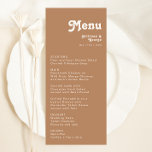 Playa Retro | Menú de cena Boda marrón<br><div class="desc">Esta playa retro | el menú de la cena boda marrón es perfecto para su boda de verano boho tropical, de color y vintage. Su original fuente bohemia de mediados de siglo le da a este diseño un minimalista y clásico ambiente hippie. Supongamos que está buscando un diseño que tenga...</div>