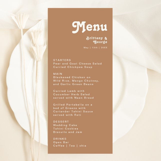 Playa Retro | Menú de cena Boda marrón (Subido por el creador)