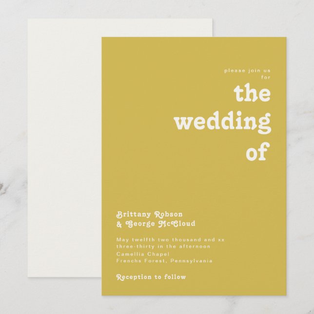 Playa Retro | Oro El Boda De La Invitación (Anverso / Reverso)