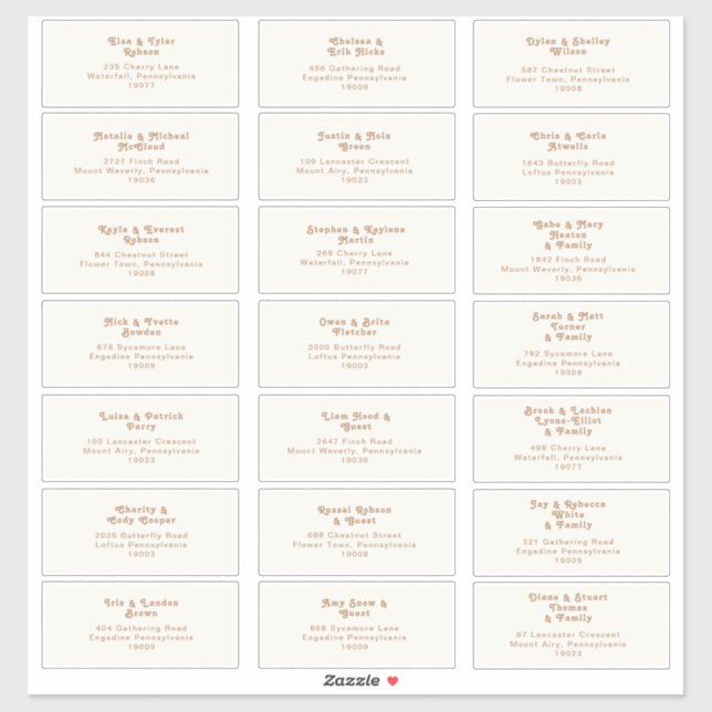 Playa Retro | Pegatina de dirección de invitado de (Hoja)