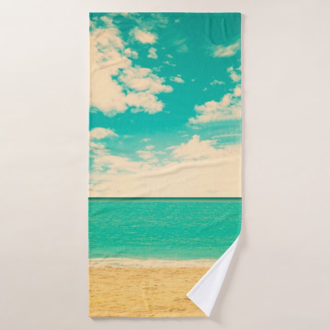 Playa retro, retro, poster, foto, fondo (Toalla de baño)