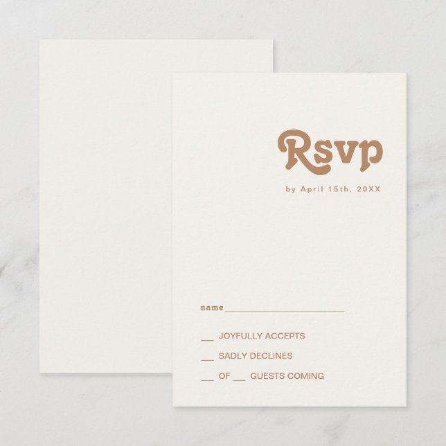 Playa Retro | Tarjeta RSVP de Marfil (Anverso / Reverso)