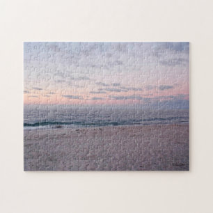 "Playa rosa y azul al amanecer" rompecabezas de Ji