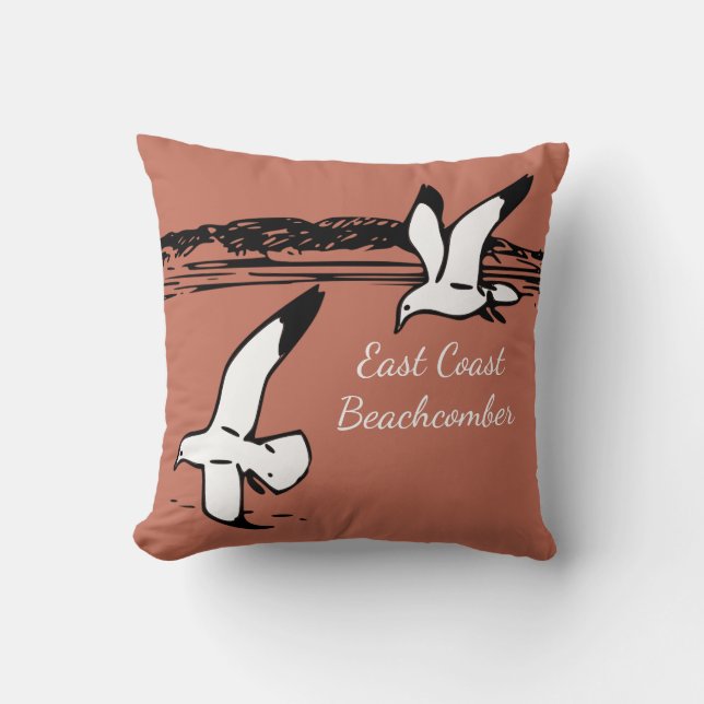 Playa Seagull Costa Este Beachcomber almohada rosa (Anverso)