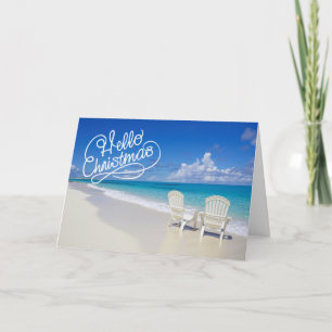 Playa Soleada Con Tarjeta De 2 Sillas Para Navidad
