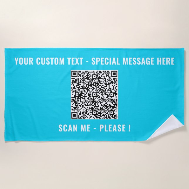 Playa Su Personalizado de código QR Text Beach Toalla El (Anverso)