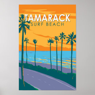 Playa Tamarack Surf California Arte de Viaje Vinta