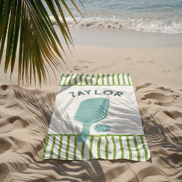 Playa Tiras Verdes y Blancas Toalla de Pickleball Person