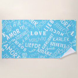 Playa Toalla Blue Beach de texto de amor en varios idiom