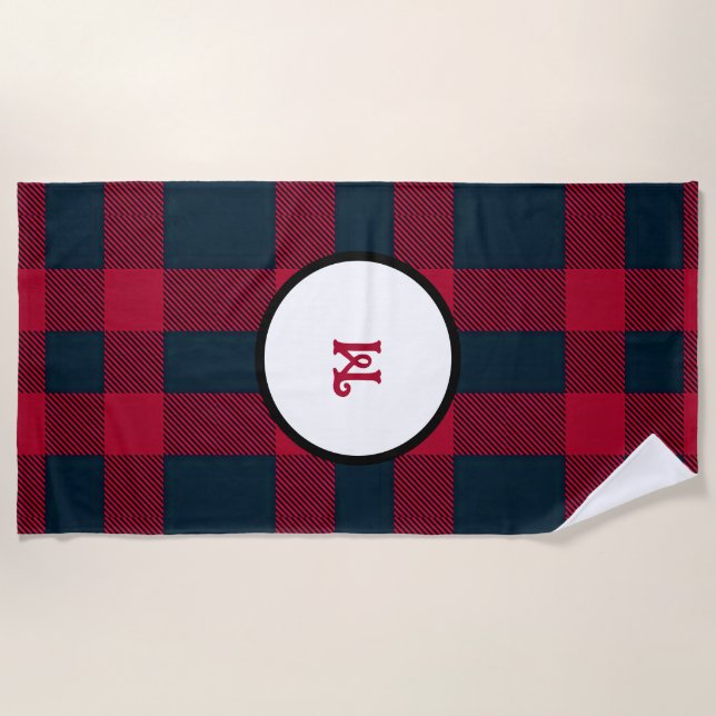 Playa Toalla de bufalo de monograma (Anverso)