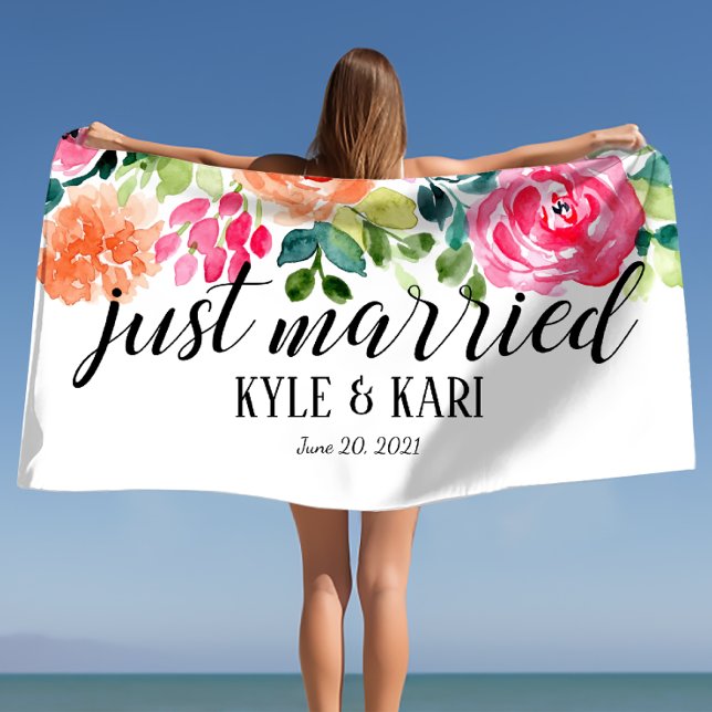 Playa Toalla de luna de miel Boda personalizada casada (Just Married Personalized Wedding Honeymoon Towel
)