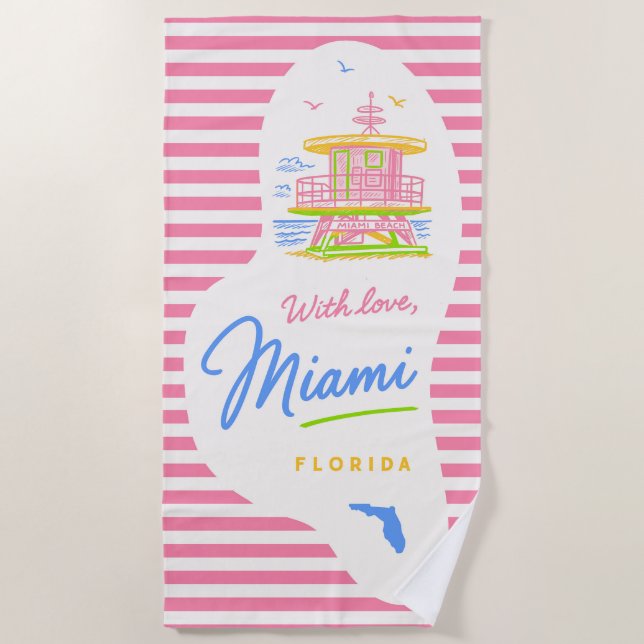 Playa Toalla de salvavidas de Miami con amor (Anverso)
