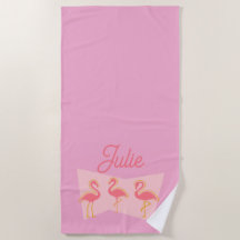 Toalla personalizada de flamenco rosa de estilo mo