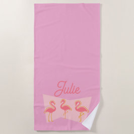 Playa Toalla personalizada de flamenco rosa de estilo mo