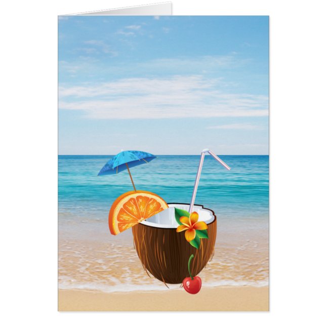 Playa Tropical, Cielo Azul, Arena Oceánica, Cóctel (Frente)