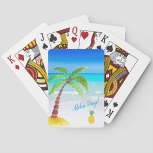 Playa Tropical con cartas de juego de Palm Tree Al