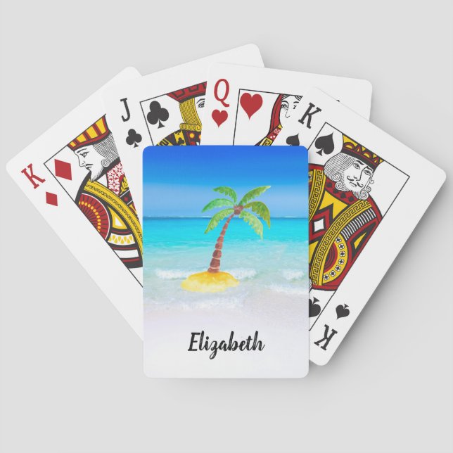 Playa tropical con cartas de reproducción de palme (Reverso)
