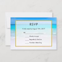 Playa tropical con una boda turquesa RSVP