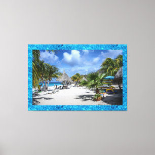 Playa Tropical de Curazao 60" x 40" Lienzo Envuelt