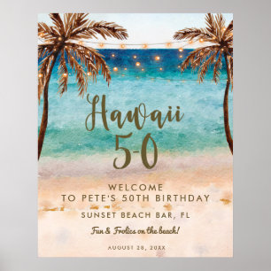 playa tropical hawaii 5 0 poster de señal de bienv