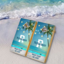 Playa Tropical Monograma Palm Trees Luces de cuerd