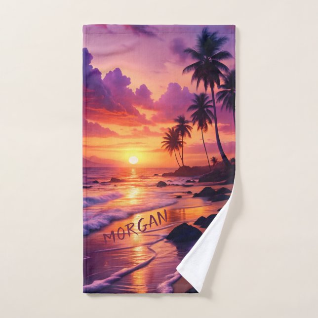 Playa tropical personalizada Sunset - Deportes cos (Toalla de mano)