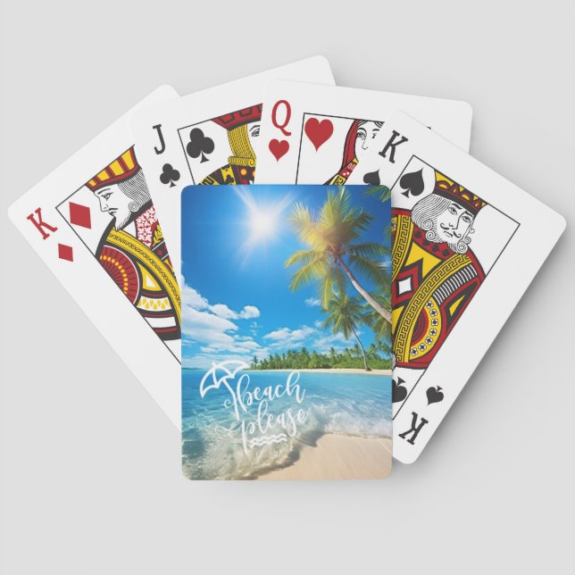 Playa Tropical Por Favor Jugando Cartas (Reverso)