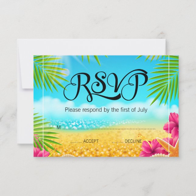 Playa Tropical Rosa Hibiscus Bat Mitzvah RSVP (Anverso)