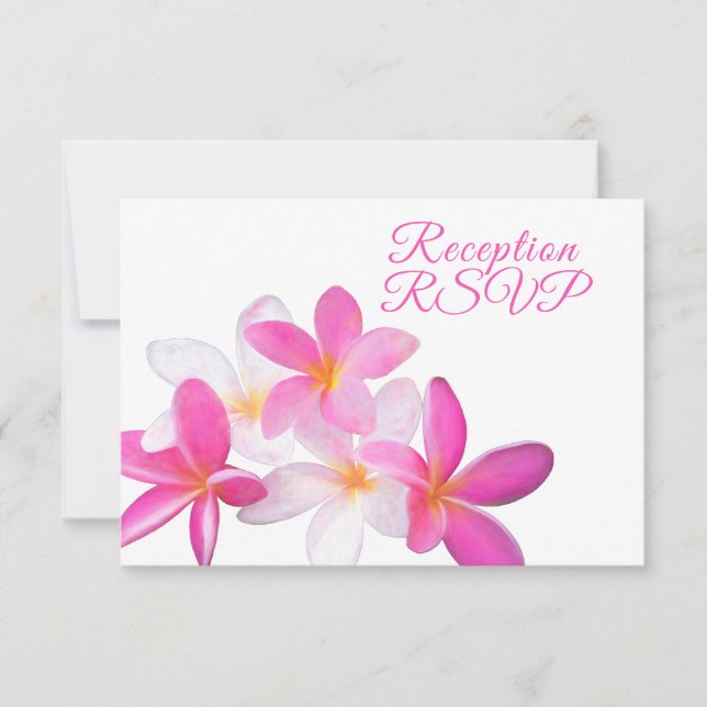 Playa Tropical Rosa Plumeria Recepción Floral RSVP (Anverso)