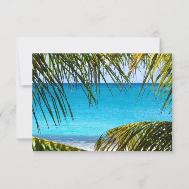 Playa Tropical RSVP enmarcada con Palm Fronds (Anverso)